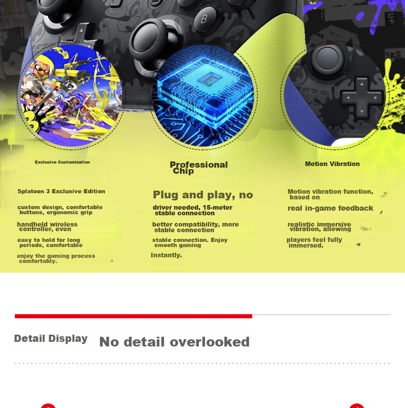 Nintendo Switch Pro Controller First Generation OLED Long-Lasting Gamepad Hong Kong Version, Guandao Limited Edition Controller, Switch Accessories, Bluetooth 4
