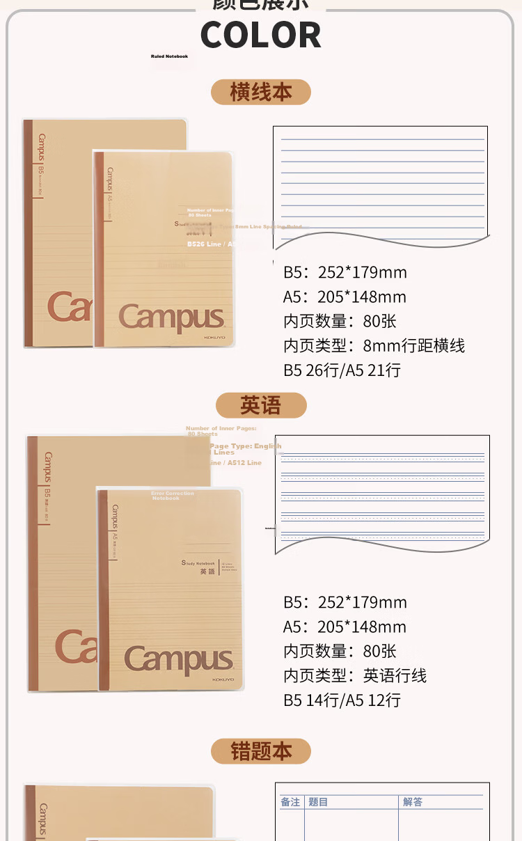 KOKUYO Campus Wirebound Notebook, PVC Cover, A5 Size, 80 Sheets Per Book, WCN-CNB38613 4