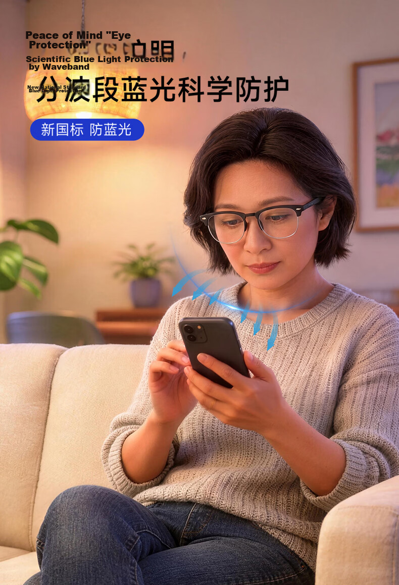 Nianqingtai Anti-Blue Light Reading Glasses, Tianfu Series, for Men And Women, High Definition Ultra-Light Presbyopic Glasses for Middle-Aged And Elderly, TF8008+350 Degrees 8