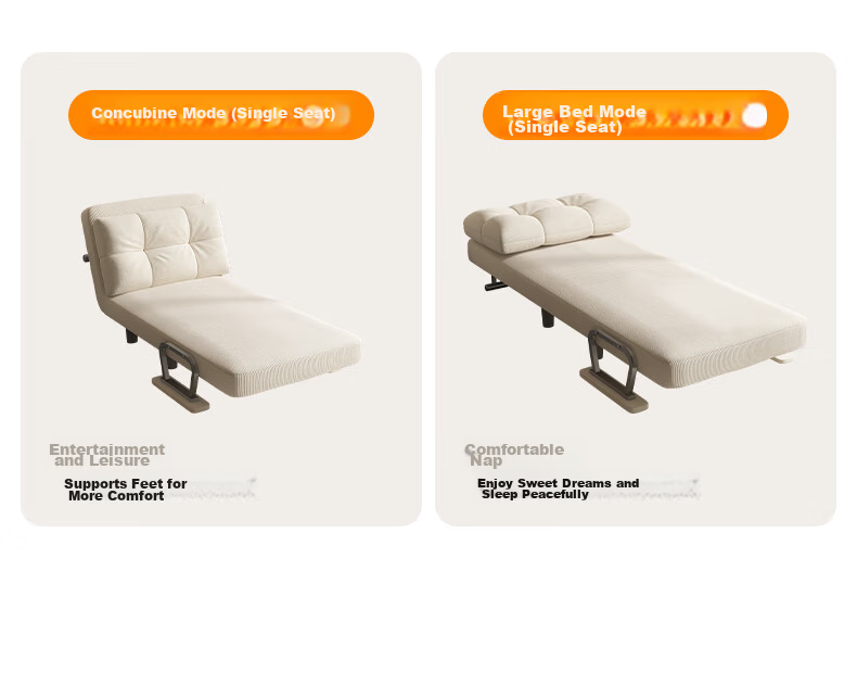 Warner New Sofa Bed Small Apartment Dual-Use Single Sofa Chair Office Nap Folding Bed S371 Gray 80 6