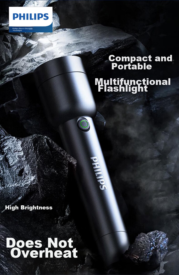 PHILIPS Flashlight, High Brightness, Long-Lasting Battery Life, Compact for Home Use, Portable, Outdoor Lighting, Emergency Light 1