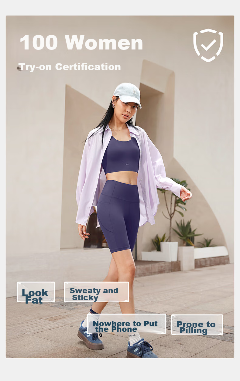 VFU Xingqing 5-Minute Yoga Pants Outdoor Sports Cycling Pants High Waist Butt-Lifting Tight Shorts Ash Gray Blue S 5