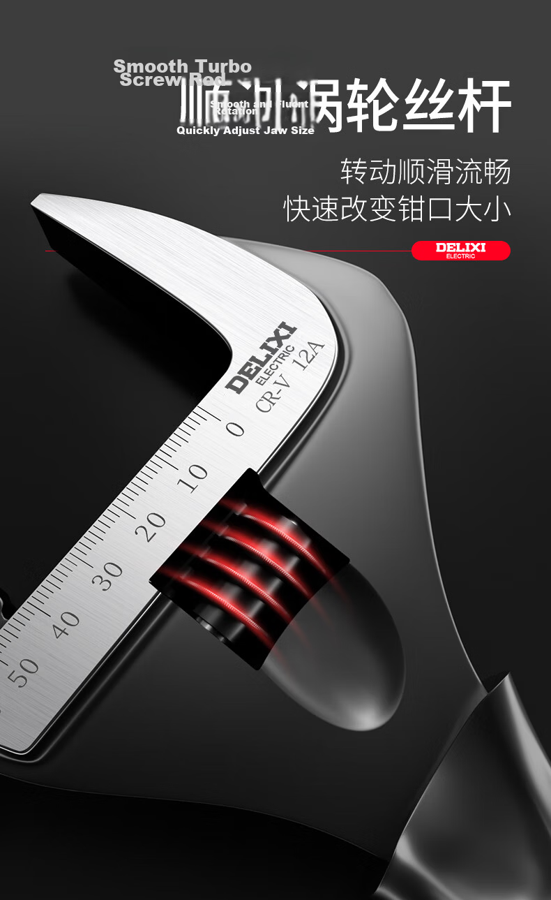 Delixi Large Opening Adjustable Wrench Short Handle Multi-Functional Plumbing Wrench Tool 4