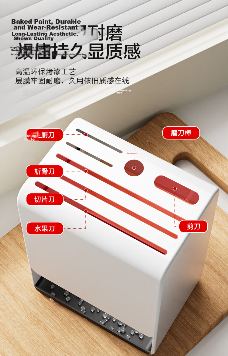 JD Original Kitchen Storage Rack, No Drilling Required Wall-Mounted Knife Holder, Space Aluminum Large Capacity Multifunctional Draining Storage Box 6