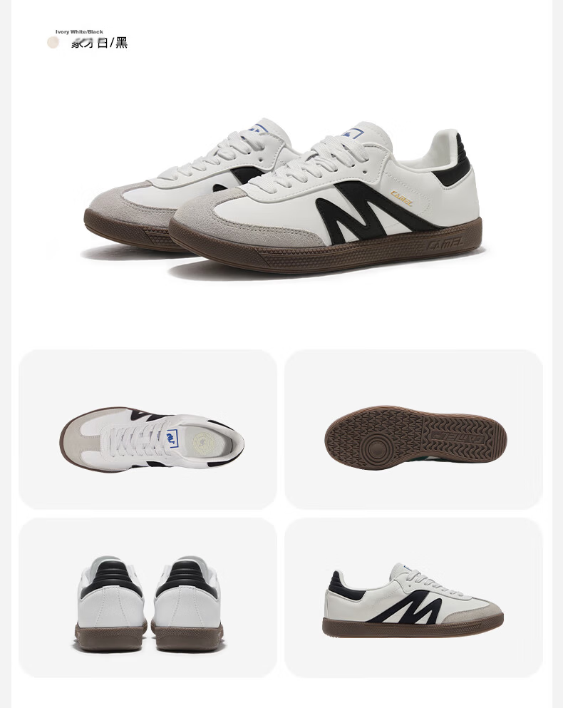 CAMEL Casual Sports Shoes Men's Ivory White Black K15B09L7069 Size 44 27