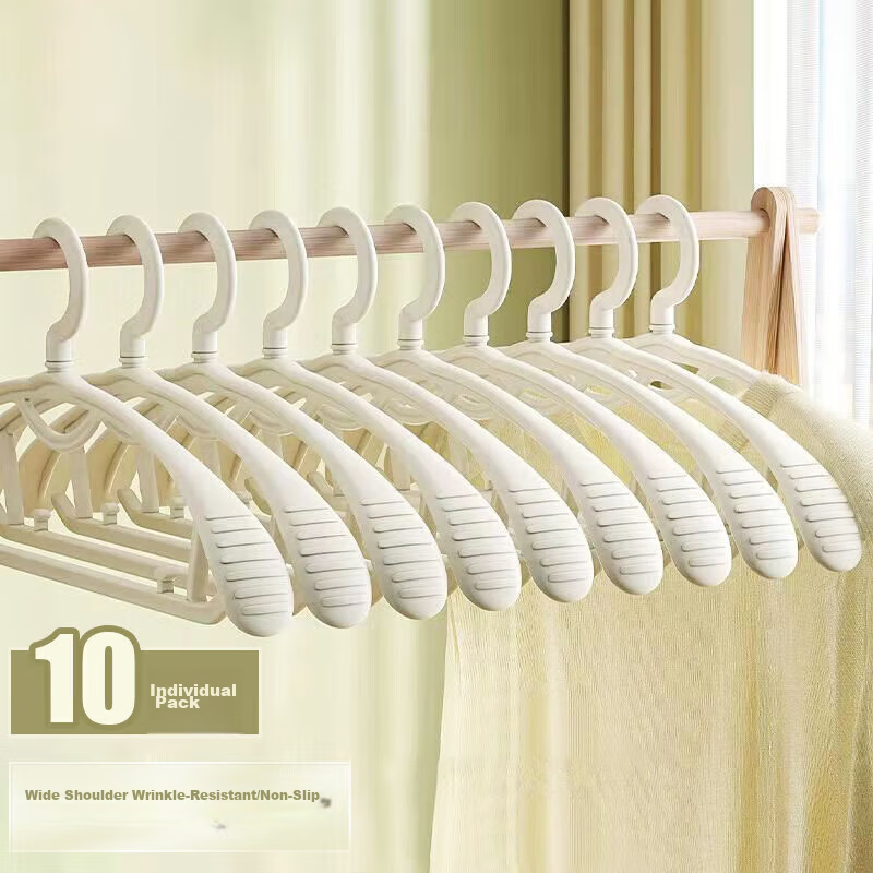 Yemai Wide Shoulder Adult Clothes Hangers Set of 10 White Non-Slip Seamless Coat Hangers