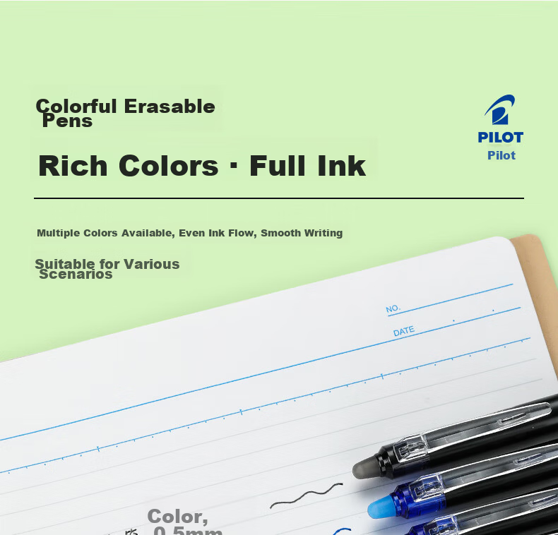 PILOT Retractable Erasable Gel Pen 0.5mm Signing Pen Water-Based Pen Erasable Student Stationery Set Office Supplies Light Blue 12-Pack BLRT-FRP5 8
