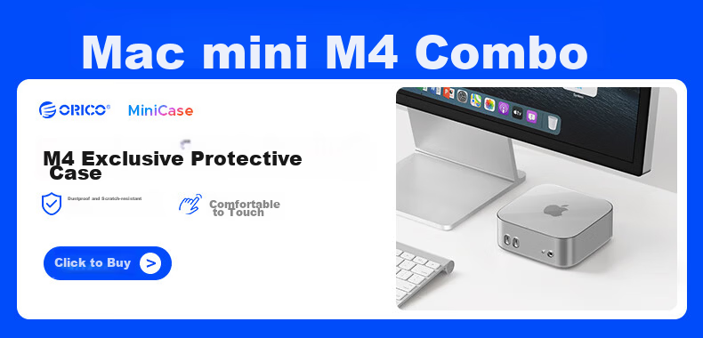 ORICO Macmini M4 Expansion Dock Hard Drive Enclosure Converter M.2 Desktop Storage Vertical Stand Dock Base Accessory MiniDock (HDD Not Included) 1