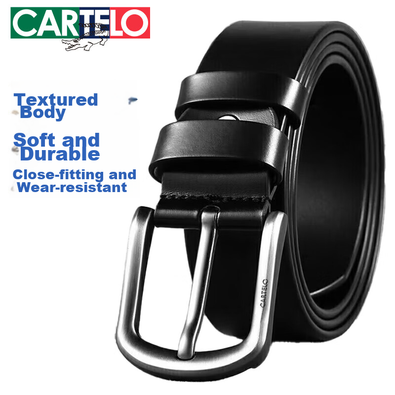 CARTELO Men's Leather Belt Business Pin Buckle Casual Youth Waistband Gift for Boyfriend Husband Dad