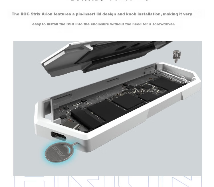 ASUS ROG STRIX ARION White Phantom Standard Edition M.2 NVMe External SSD Enclosure Full Aluminum Body/10Gbps 5