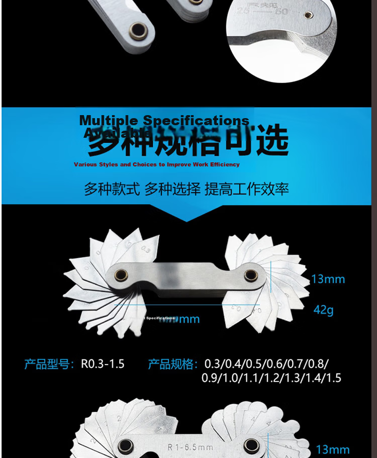 Mitz Radius Gauge R Gauge Template R Angle Gauge Template Screw Thread Pitch Gauge Thread Radius Measurement R7.5-15mm 4