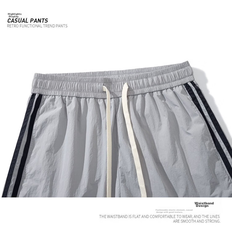CLOR Men's Summer Ice Silk Loose Casual Sports Shorts Thin Beach Five-Point Pants DK01 Light Blue XL 3