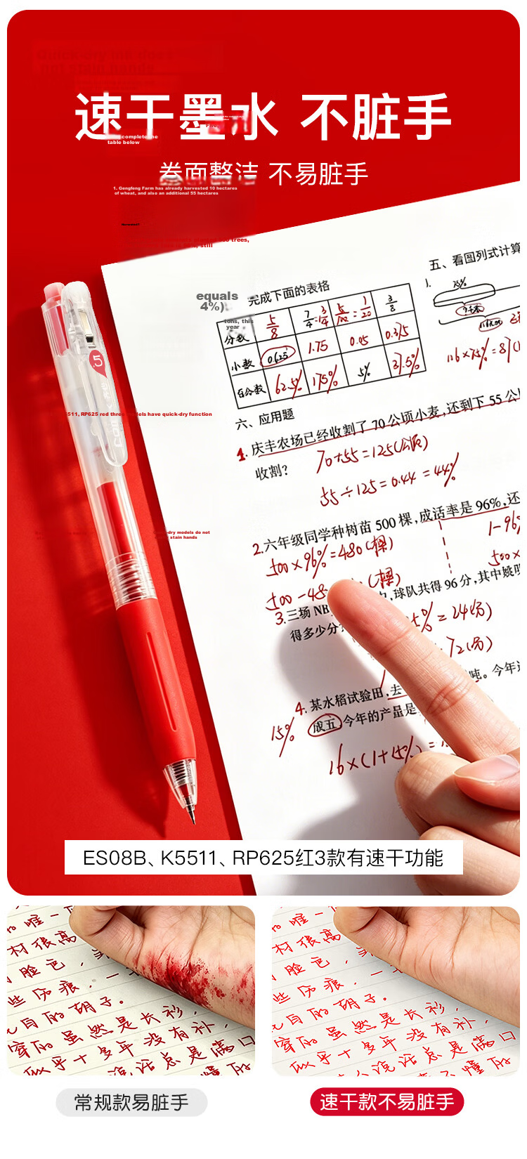 Comix 0.5mm Red Gel Pen Set for Teachers and Students, 5pcs/Box, Model EB67 6