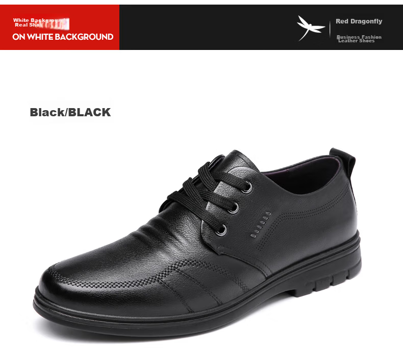 RED DRAGONFLY Men's Shoes with Hidden Heel, Genuine Leather Casual Shoes, Business Formal Leather Shoes for Men WTA306871Z Black Size 39 26