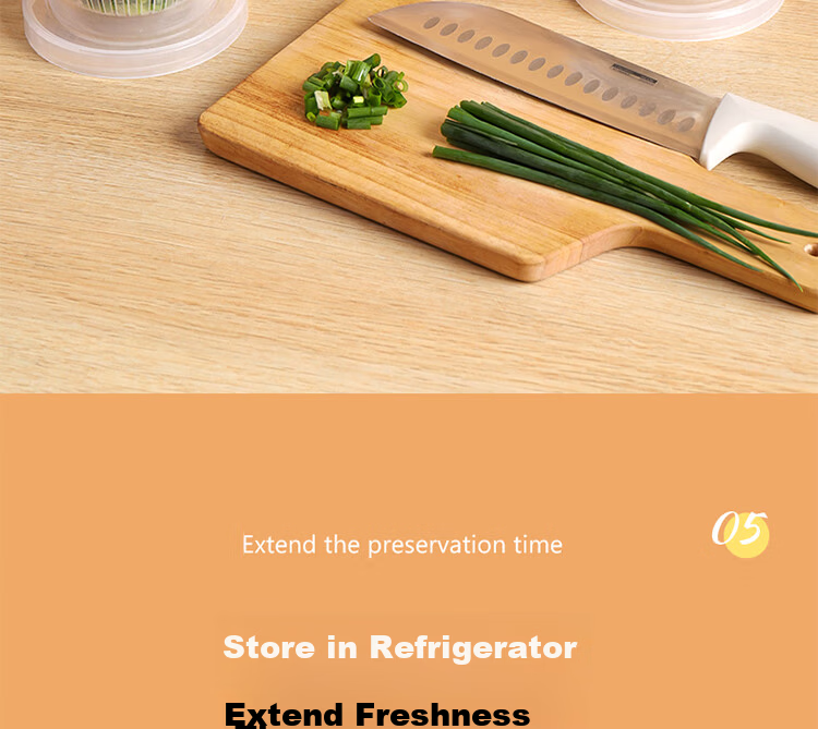 Baijie Round Green Onion Fresh-Keeping Box Onion Ginger Garlic Storage Box Refrigerator Draining Food Prep Box Set of 3 11