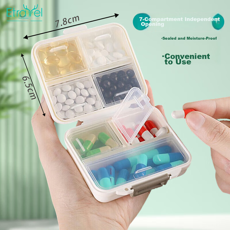 Etravel Portable 7-Day Large Capacity Mini Pill Box