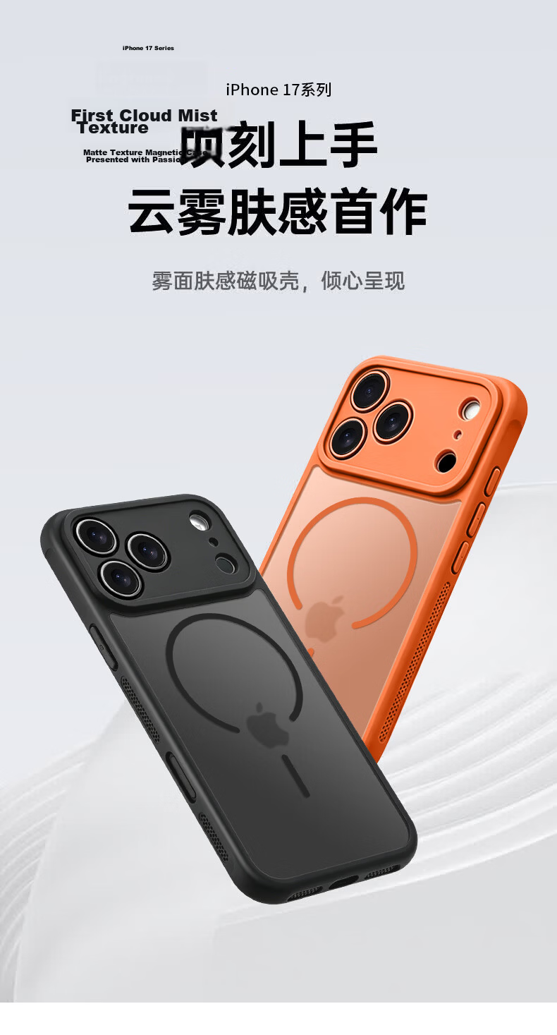 SHIYONG Compatible with iPhone 17 Pro Max Case, Magsafe Magnetic Matte Texture Heat Dissipation Full Coverage Shockproof Protective Cover for Men and Women, New Orange 1
