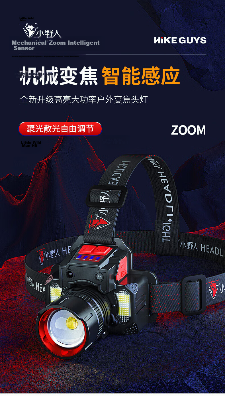 XIAOYEREN High-Intensity Headlamp, Head-Mounted, Outdoor, Long Battery Life, for Fishing, Beach Combing, Hiking, Super Bright, Rechargeable, Construction Site, Small Lighting Lamp 2