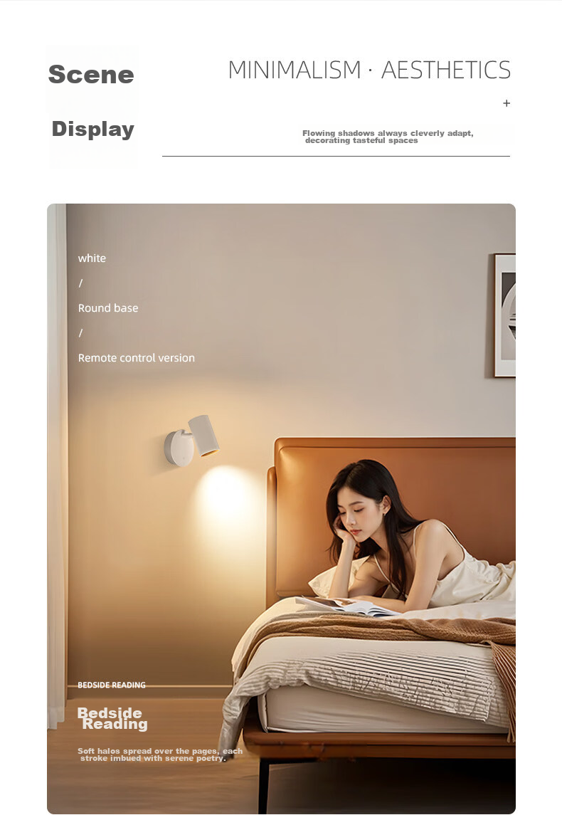 ONEFIRE Remote Control Bedside Lamp, Wall Light for Bedroom, Rechargeable Spotlight, Magnetic Wall-Mounted Desk Lamp, Reading Light, No Wiring Required, Small Night Light 13