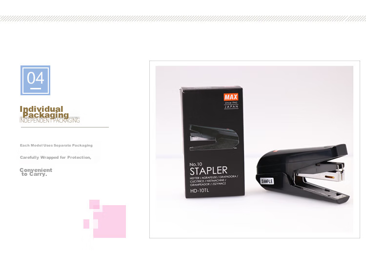 MAX Effort-Saving Stapler 20-Sheet Capacity with Built-in Staple Remover Compatible with No.10 Staples Black 150pcs Office Exam Essential Double Lever Stationery Back to School 11