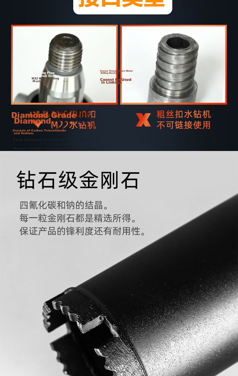 Fuxing Diamond Drill Bit Air Conditioner Hole Saw Concrete Core Drill Bit φ63X370 4