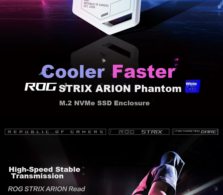 ASUS ROG STRIX ARION White Phantom Standard Edition M.2 NVMe External SSD Enclosure Full Aluminum Body/10Gbps 2