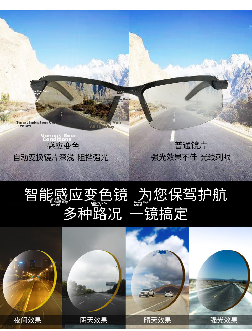 Baixiaoshe Photochromic Sunglasses [Black Frame Gray] Polarized Driving Sunglasses for Outdoor Cycling and Fishing 4