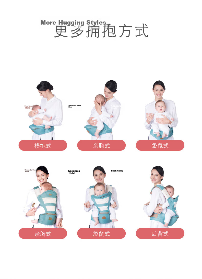 Bébéar Baby Infant Front Carry Multifunctional Waist Stool Carrier with Gift Box C11-Baby Blue 12