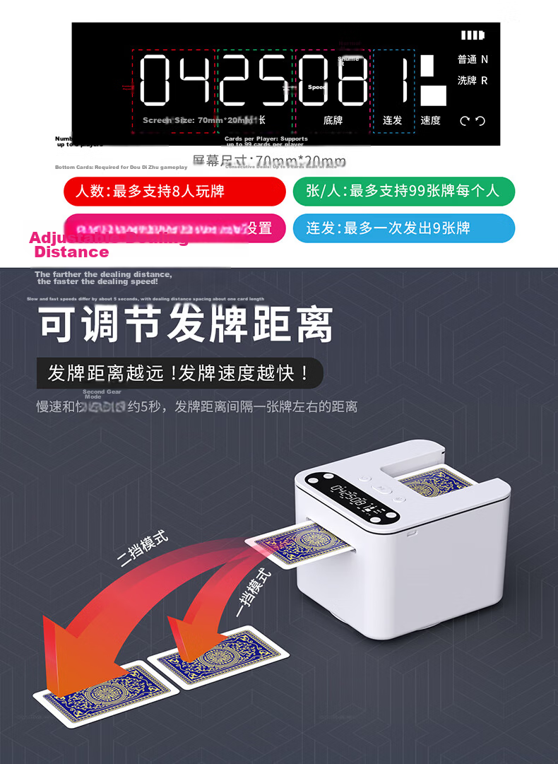 Muhe Multifunctional All-In Card Shuffler And Dealer, Specialized Props for Playing Cards, 9th Generation Set Gift Box MH051 6