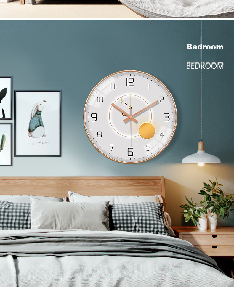 Pengchuang Radio-Controlled Clock with Automatic Time Synchronization, Modern Light And Shadow Art Living Room Wall Clock, Home Quartz Simple Luxury Wall Clock 12