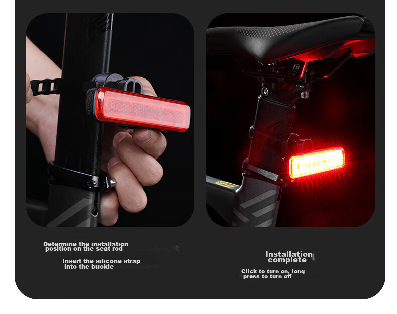 Captain Tas Bicycle Tail Light Type-C Rechargeable Waterproof Safety Night Riding Warning Road Mountain Bike Tail Light Accessory 12