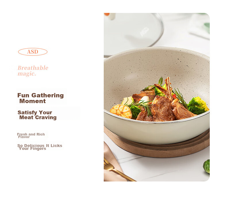 ASD Non-Stick Frying Pan, One-Day Meal Ceramic Skillet, Steak Breakfast Egg Pan, 28CM, Compatible with Induction And Gas Stoves, T1 12