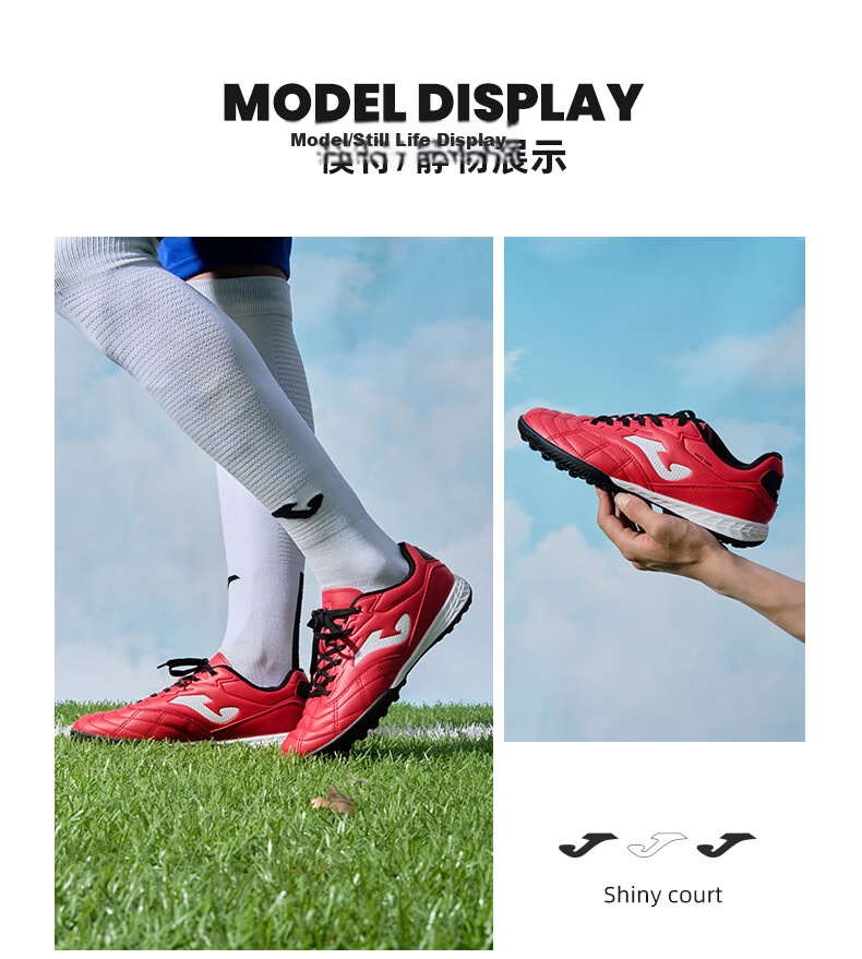 JOMA Soccer Shoes for Children, TF Turf Cleats for Boys And Girls, Youth And Elementary School Students, Non-Slip Wear-Resistant Football Training Shoes, White And Red, Size 34 6