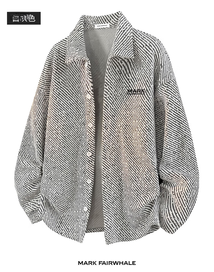 MARK FAIRWHALE Men's Spring Autumn Textured Casual Cardigan Jacket Loose Fit Top Dark Gray 4XL 15