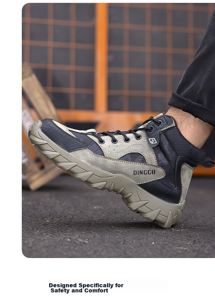 Dinggu Men's Four-Season Anti-Smash and Anti-Puncture Work Shoes High-Top Steel Toe Plush Safety Shoes 1279hui45 17
