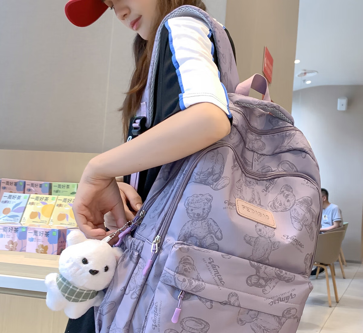 JINSHI WQ Backpack for Female Middle And High School Students, Large Capacity Double Shoulder Bag, New Travel Style, Aesthetically Pleasing Two-Piece Set, Student Backpack 9