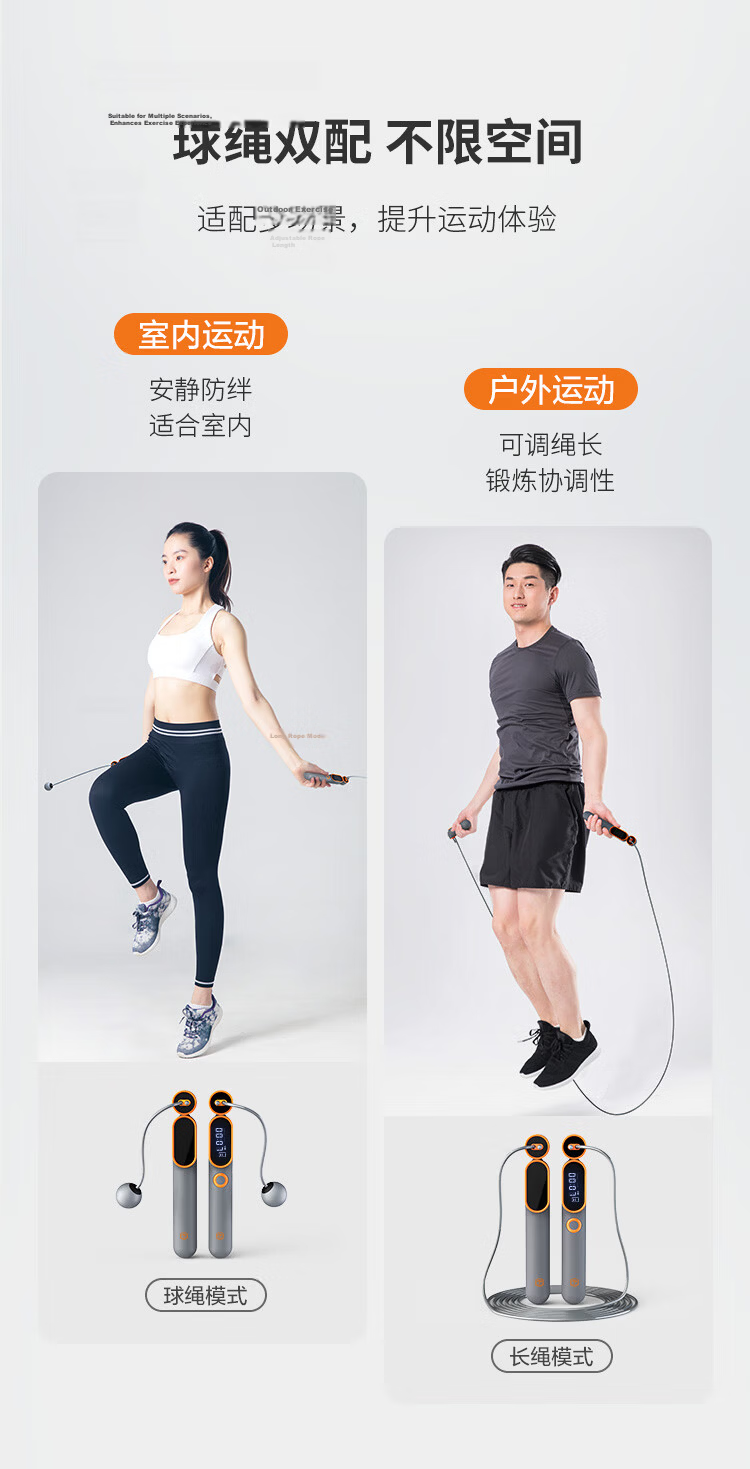 JD Jingzao Cordless and Wired Smart Counting Jump Rope for Adults and Students Fitness Speed Steel Wire Rope 5
