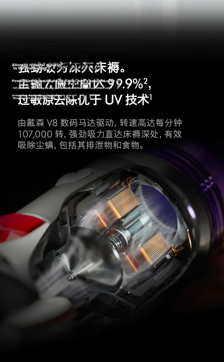 DYSON V8 Focus Mattress Handheld Mite Removal Vacuum Cleaner (Model 24) Cordless Handheld Mite Removal Bed Vacuum Pet and Home Use 5
