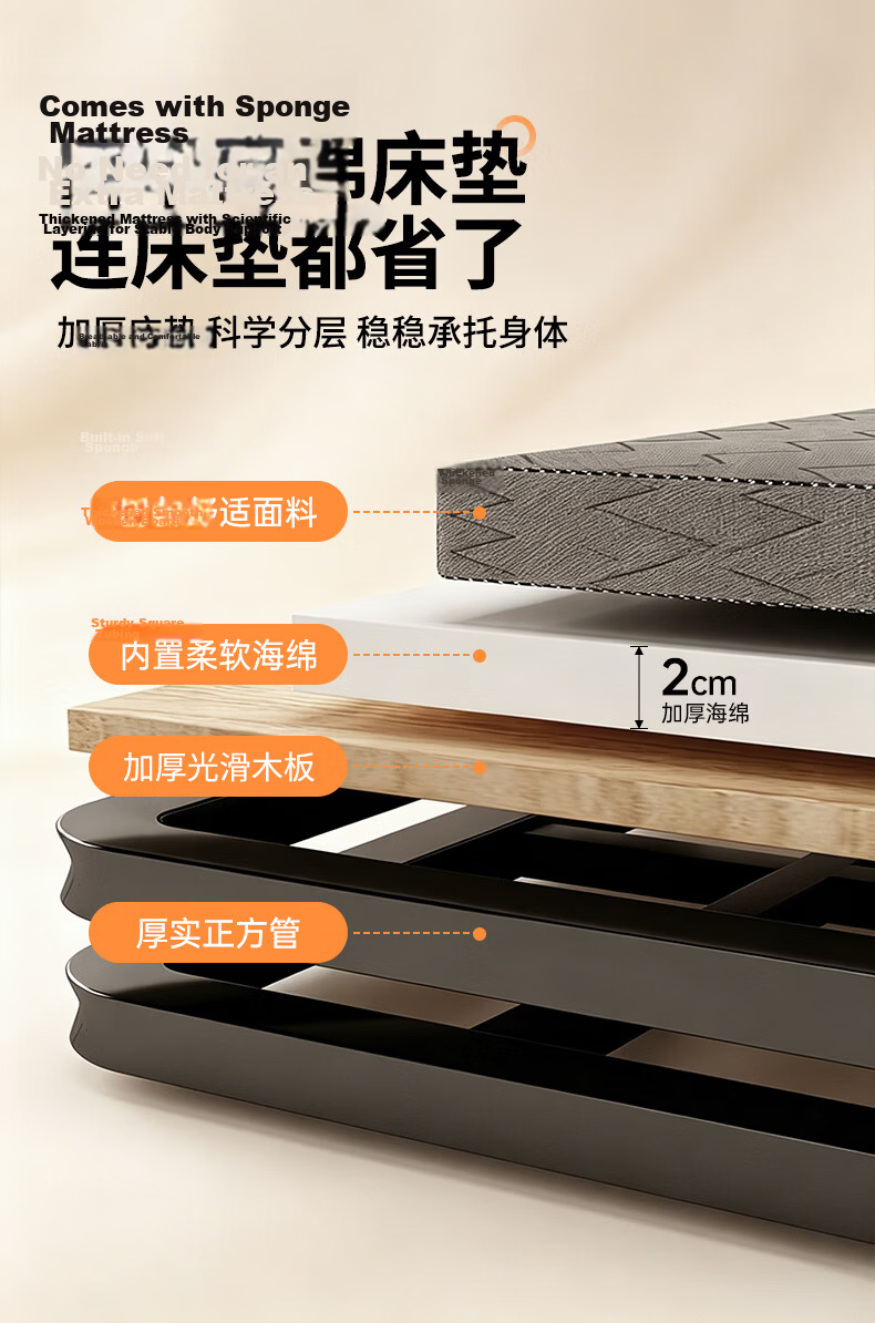 Quanpinwu (No Installation) Folding Single Bed Nap Bed Home Hospital Care Sponge Mattress Camp Bed 7