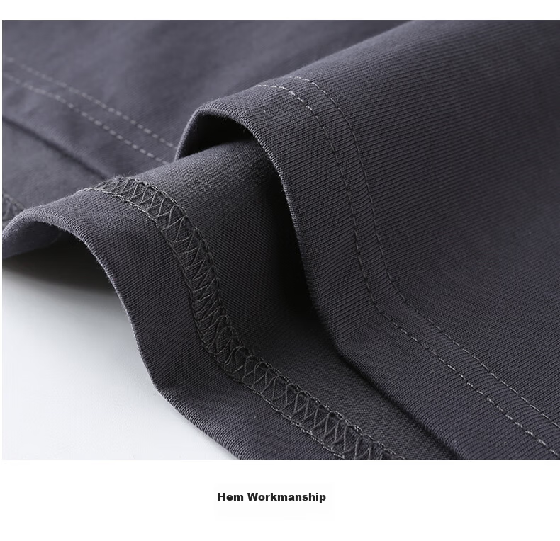 ROMON Men's 260G Heavyweight Long-Staple Cotton Short Sleeve T-Shirt Summer Black M 20