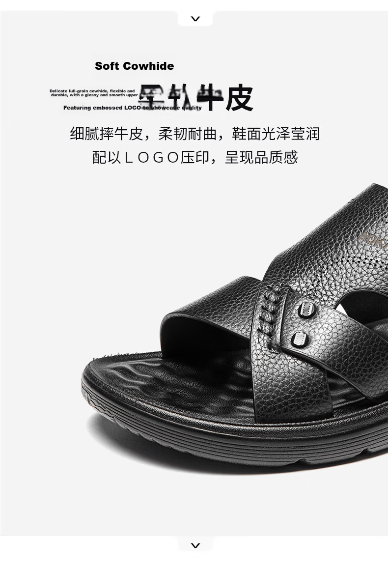 Aokang Fashionable Comfortable Beach Shoes, Men's Casual Sandals, Two-Way Wear Slippers, Black, Size 41 5
