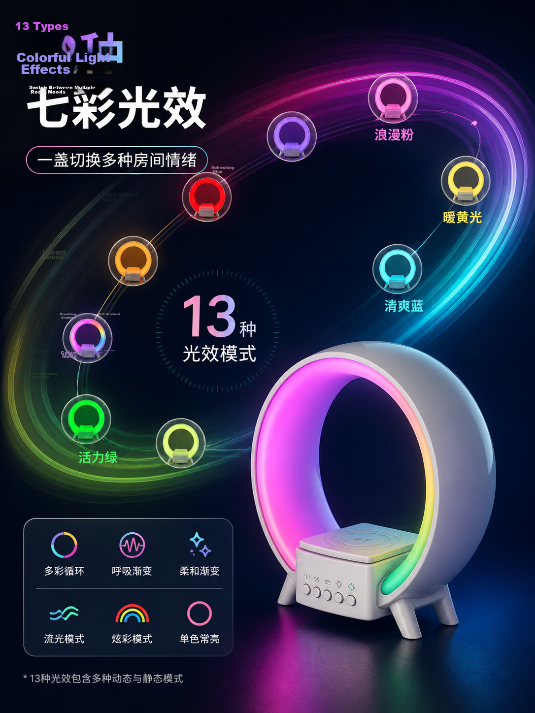 Wanhuo Girls Birthday Gift Mid-Autumn Festival Girlfriend Night Light Bedside Lamp Bedroom Sleep Light High-Value Atmosphere Lamp 10