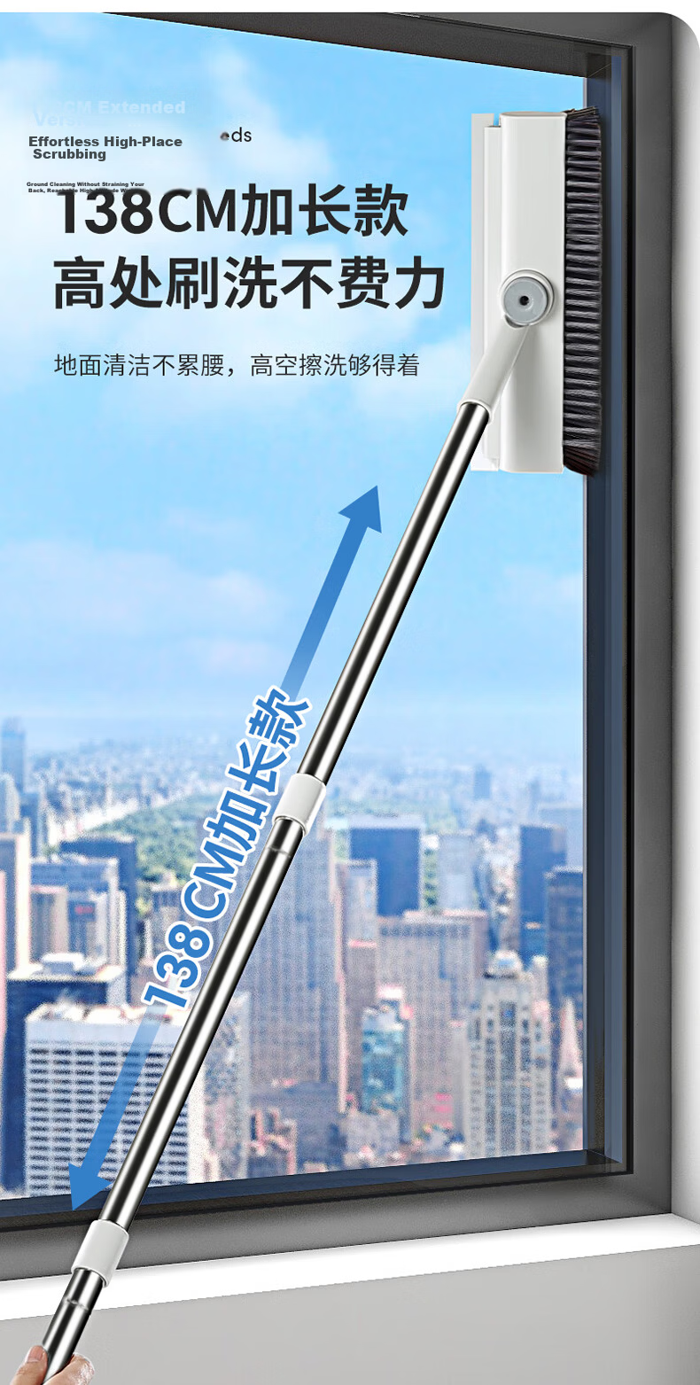 Meiliya Long Handle Toilet Floor Brush Hard Bristle Scrubbing Brush Tile Bathroom Floor Cleaner No Dead Angle 2