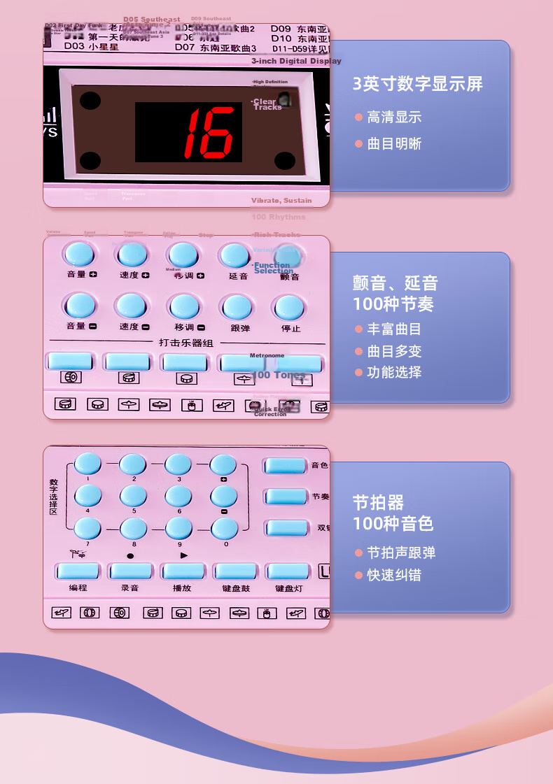 Coolfire Electronic Keyboard Children's Piano 6-12 Years Old Girls Birthday Gift Practical Toy for Girls 3-6 Years Old 11