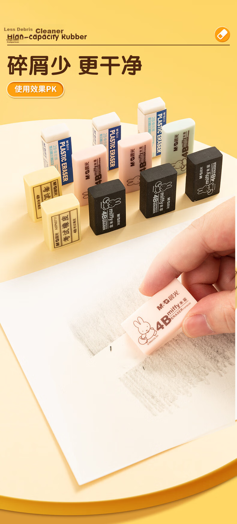 M&G Stationery 30 Pieces 4B Medium Erasers, Student Art Drawing Exam Erasers, Yellow AXP96631 6