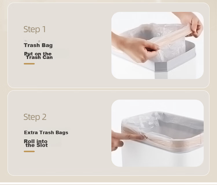 Zhailishi Smart Sensor Trash Can 13L Square White Battery-Powered for Living Room Bedroom Bathroom 12