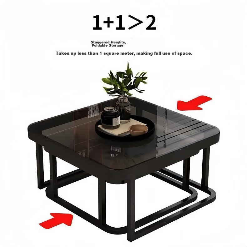 Gupujia Coffee Table for Living Room, Small Apartment, Modern Minimalist, Rock Slab, Light Luxury, Glass Round Table for Guests, Balcony Side Table 5