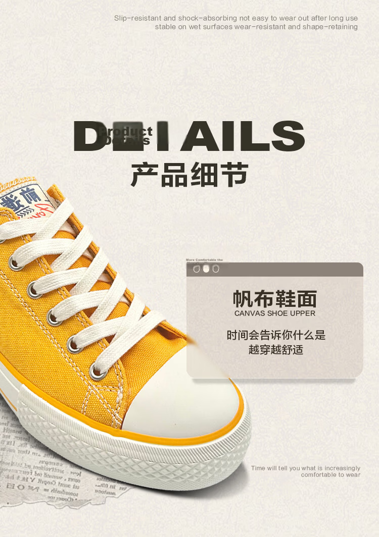 Qianjin Classic Retro Fashion Trend Canvas Shoes Breathable Non-slip Wear-resistant 2026 New Model Off-white Size 40 7