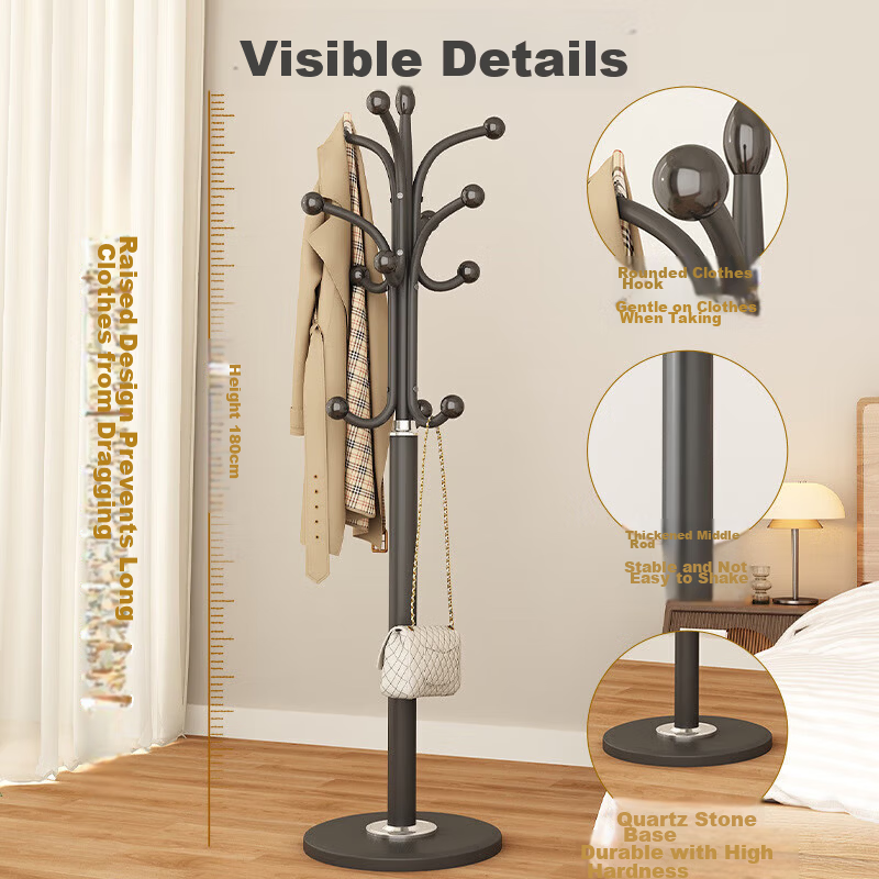 Hakkai Bird Bedroom Floor Standing Coat Rack Foldable Minimalist Space-Saving Storage Rack 9