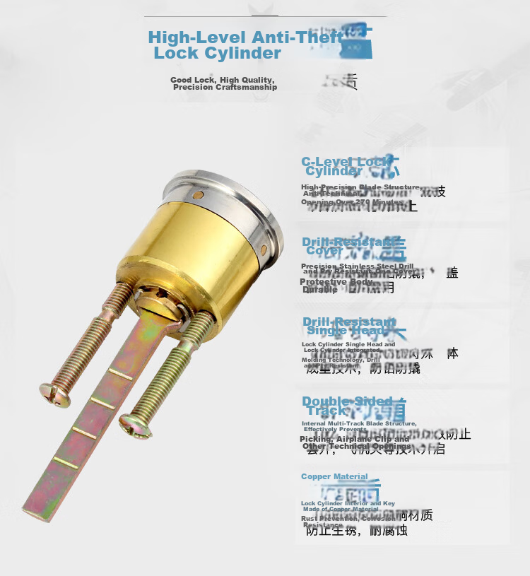 BLOSSOM Exterior Door Lock Cylinder C-Level Old-Style Iron Door Wooden Door Security Lock DFP03 5